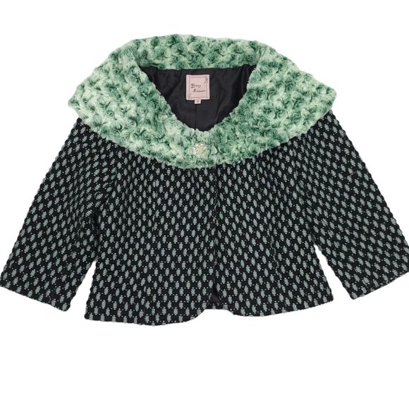 Young Essence Cropped Jacket Women Size S Boho 3/4 Sleeve Dressy Evening Black - Picture 1 of 11